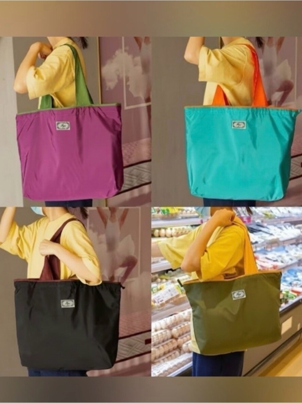 Reusable Packable Lightweight Everyday Tote Bag - Purple or Olive